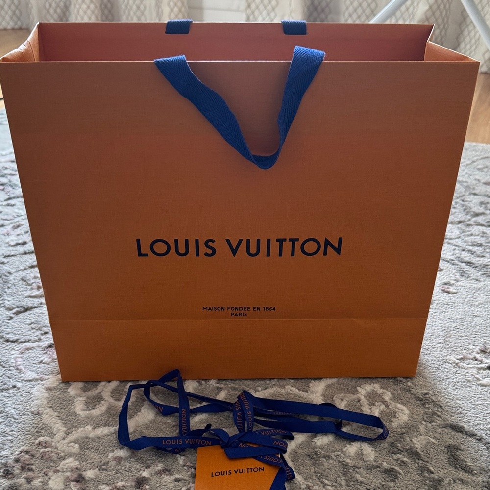 Louis Vuitton Tangerine Gift Bag with Navy Accents